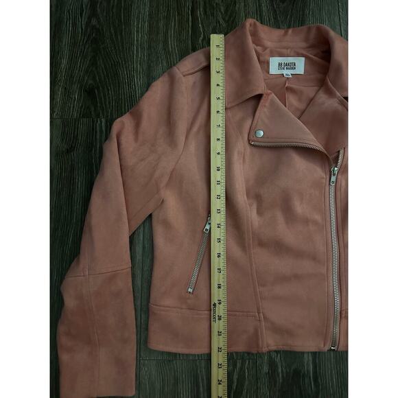 BB Dakota Steve Madden Pink Faux Suede Moto Jacket Women’s Size XL - Picture 2 of 5